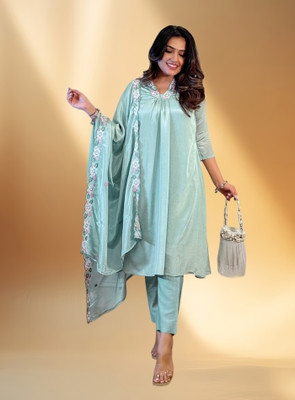 KHANJAN FASHION Embroidered, Floral Print, Self Design Kurta, Trouser/Pant & Dupatta Set