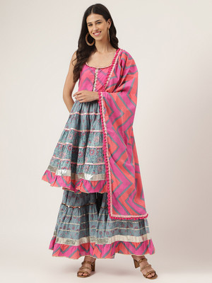 DIVENA Printed Kurta, Sharara & Dupatta Set