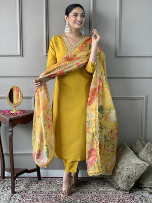 STAVROZ FASHION Embroidered Kurta, Trouser/Pant & Dupatta Set