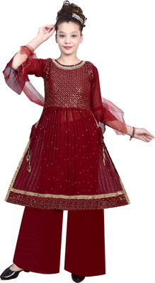 KCM FASHION Embellished Kurta, Palazzo & Dupatta Set