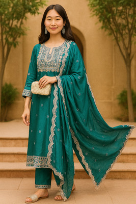 khodal creation Embroidered Kurta, Salwar & Dupatta Set