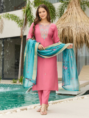 RANGTARA Embroidered Kurta, Trouser/Pant & Dupatta Set
