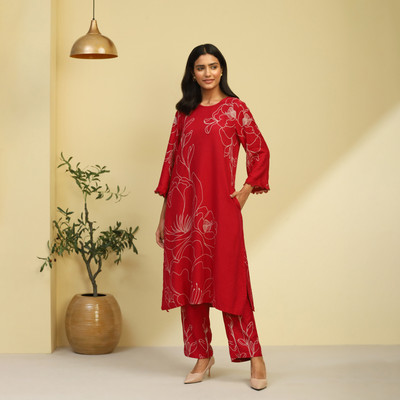 BIBA Printed Kurta, Palazzo & Dupatta Set