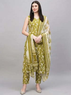 INDEEVA Printed Kurta, Palazzo & Dupatta Set