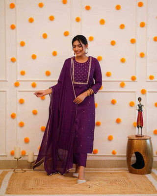 Mahudi Embroidered Kurta, Trouser/Pant & Dupatta Set