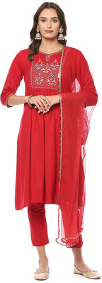 BIBA Printed Kurta, Trouser/Pant & Dupatta Set