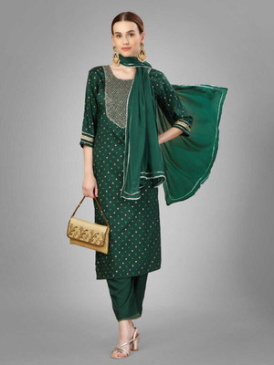 AnAdhTex Embroidered Kurta, Trouser/Pant & Dupatta Set