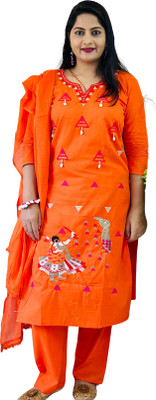 nisha's thread Embroidered Kurta, Trouser/Pant & Dupatta Set