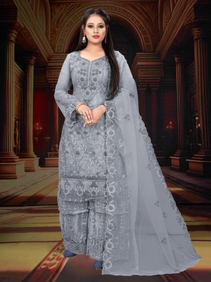 SHREENATHJI WORID Embroidered Kurta, Palazzo & Dupatta Set