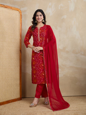 RAS RANI Embroidered Kurta, Salwar & Dupatta Set