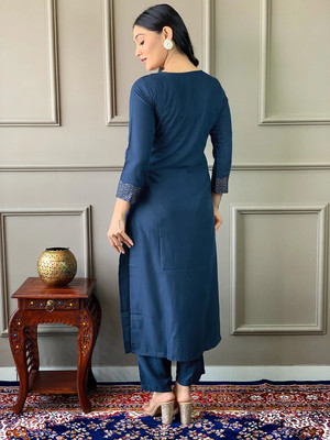 Fabrion Embroidered Kurta, Salwar & Dupatta Set