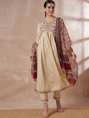 Sangria Embroidered Kurta, Trouser/Pant & Dupatta Set