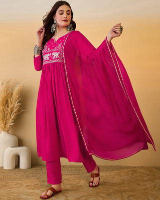 Sangria Embroidered Kurta, Trouser/Pant & Dupatta Set