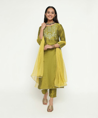 aayusika Embroidered Kurta, Trouser/Pant & Dupatta Set
