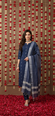 Fems Fashion Self Design Kurta, Trouser/Pant & Dupatta Set