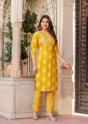 Naiwal Fashion Floral Print Kurta, Palazzo & Dupatta Set