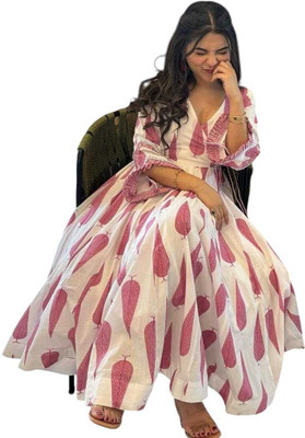 JAINISMCRAFTINGANDCLOTHING Printed Anarkali Kurta, Bottom & Dupatta Set