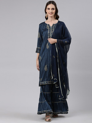 Readiprint Fashions Woven Kurta, Sharara & Dupatta Set