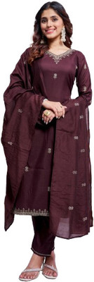 TARUNIPOSHAK Embroidered Kurta, Churidar & Dupatta Set