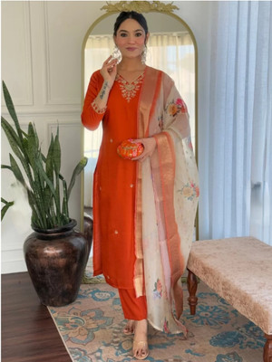 Sukhvilas Enterprise Embroidered Kurta, Salwar & Dupatta Set
