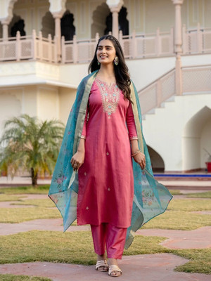 STAVROZ FASHION Embroidered Kurta, Trouser/Pant & Dupatta Set