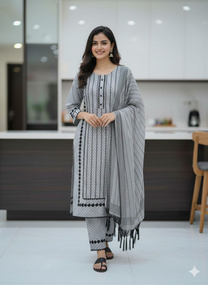 UF Collection Self Design Kurta, Salwar & Dupatta Set