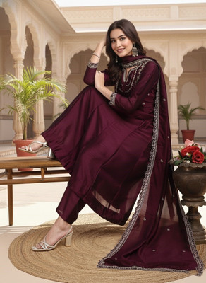 OMICRON FAB Embroidered Kurta, Palazzo & Dupatta Set