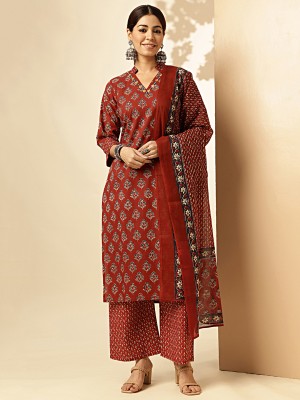 VBUYZ Printed Kurta, Palazzo & Dupatta Set