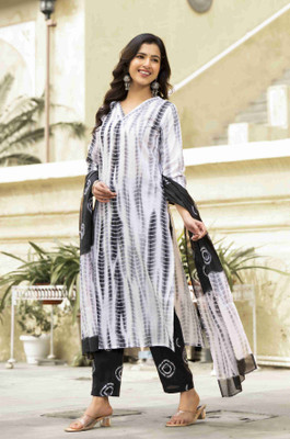 Dhvij Creation Printed Kurta, Trouser/Pant & Dupatta Set