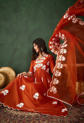 FORKEY Embroidered Kurta, Trouser/Pant & Dupatta Set