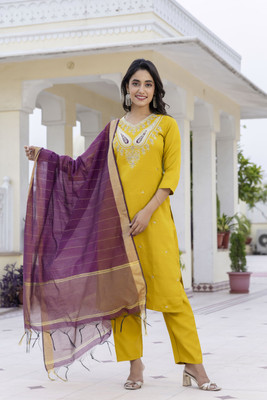 Veera Colllection Embroidered Kurta, Salwar & Dupatta Set