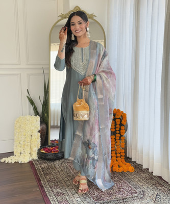 KYADA FAB Embroidered Kurta, Trouser/Pant & Dupatta Set