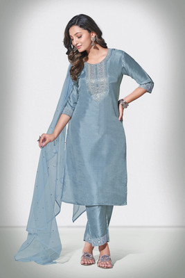 SARVAGNA Embroidered Kurta, Trouser/Pant & Dupatta Set