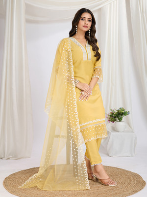 Varni Enterprise Embroidered Kurta, Trouser/Pant & Dupatta Set