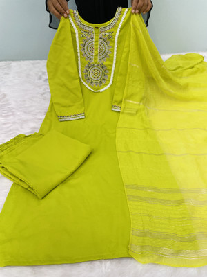 Sukhvilas Enterprise Embroidered, Solid Kurta, Salwar & Dupatta Set