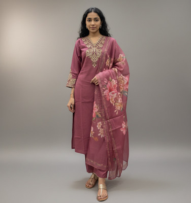 Vishnoocreation Solid Kurta, Churidar & Dupatta Set