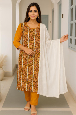CornHubb.in Printed Kurta, Trouser/Pant & Dupatta Set