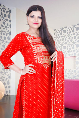 SABRANG MIX & MATCH Embroidered Kurta, Trouser/Pant & Dupatta Set
