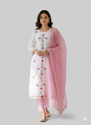 Disondiya Collections Floral Print Kurta, Trouser/Pant & Dupatta Set