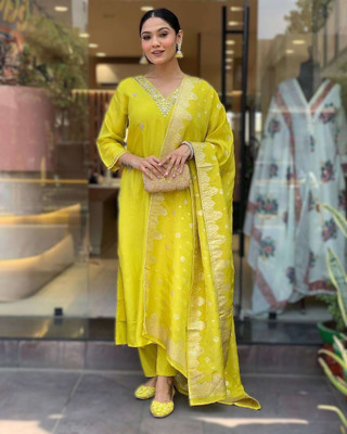RIWAJ COLLECTION Embroidered Kurta, Trouser/Pant & Dupatta Set