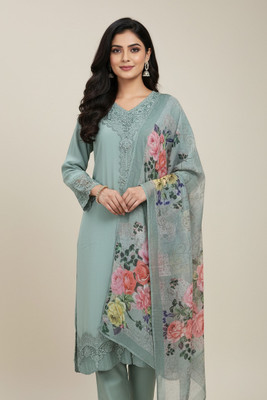 Sylora Embroidered Kurta, Palazzo & Dupatta Set