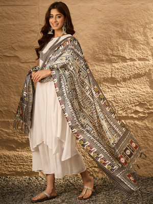 InWeave Solid Kurta, Palazzo & Dupatta Set