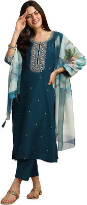 The Attire Clothes Embroidered Kurta, Trouser/Pant & Dupatta Set