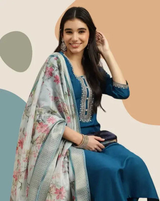 radhikacraetion Solid Anarkali Kurta, Bottom & Dupatta Set