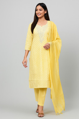 ka iviJ Embroidered Kurta, Trouser/Pant & Dupatta Set