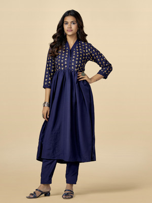 Anouk Rustic Floral Print Kurta, Trouser/Pant & Dupatta Set