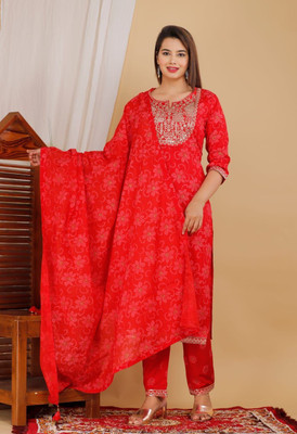 Warvi Embroidered Kurta, Trouser/Pant & Dupatta Set