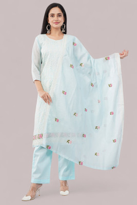 Eelika Embroidered Kurta, Trouser/Pant & Dupatta Set