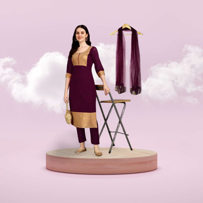 HOUSE OF COMMON Solid Kurta, Salwar & Dupatta Set