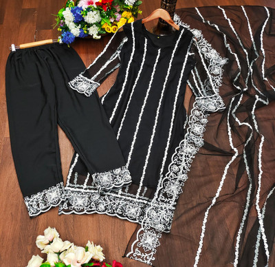 PRINSH STORE Self Design Kurta, Palazzo & Dupatta Set